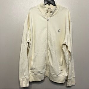 Polo Ralph Lauren Mens XL Performance Track Jacket Cream Cotton Poly